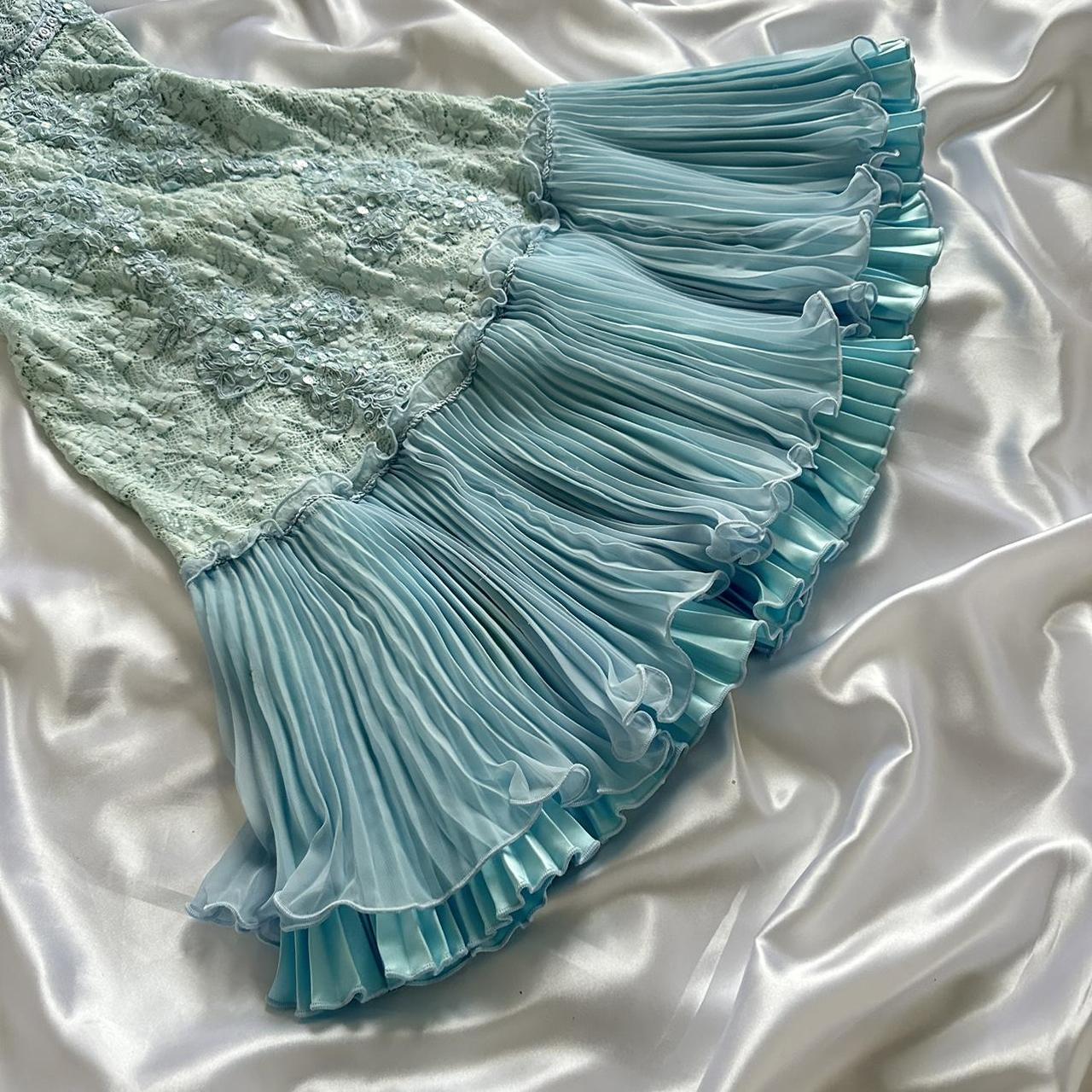 Powder Blue Sparkling Charming Retro Princess Stunning Unique Fashionable Beautiful Elegant Delicate Lace Short Lace Sequin Homecoming Dress Prom Dress Evening Dress Birthday Party Dress Prom Dress