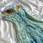 Powder Blue Sparkling Charming Retro Princess Stunning Unique Fashionable Beautiful Elegant Delicate Lace Short Lace Sequin Homecoming Dresses Prom Dresses Prom Dresses Birthday Prom Dresses Prom Dresses