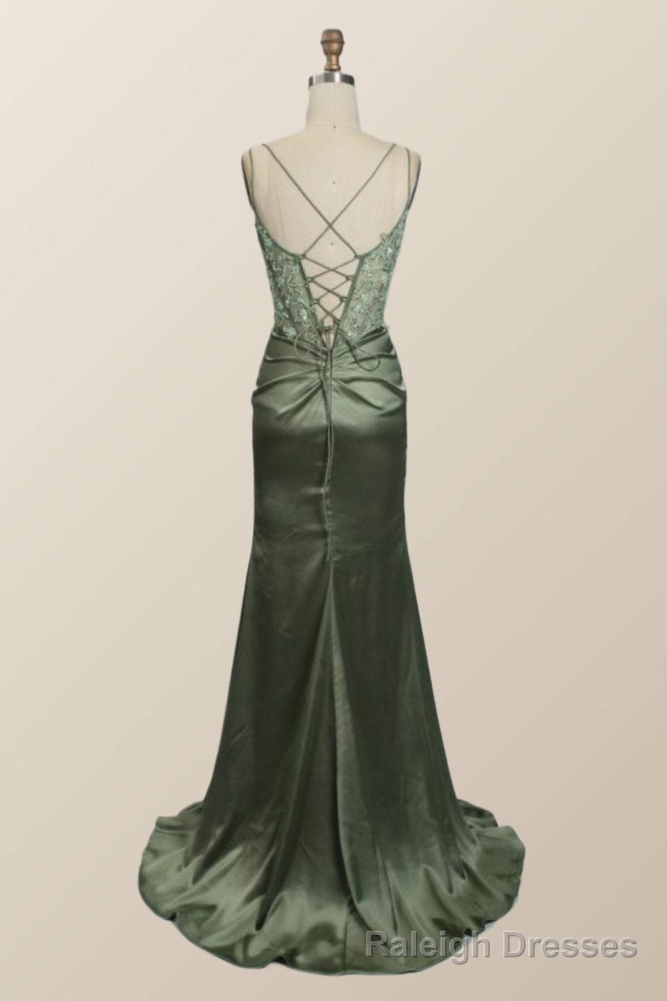 Sage Green Lace Appliques Mermaid Long Formal Dress Secondary image