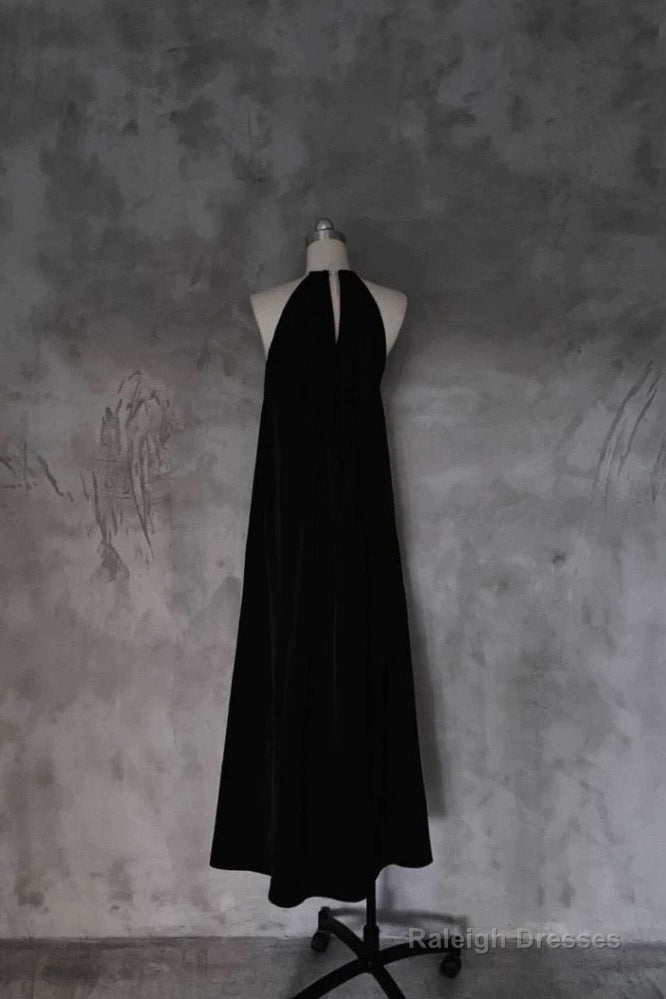 Pretty A Line Halter Black Long Prom Dresses Birthday Dress For Women