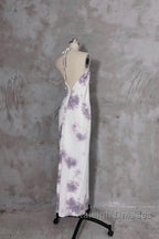 Pretty A Line Halter Floral Chiffon Long Prom Dresses Birthday Dress For Women