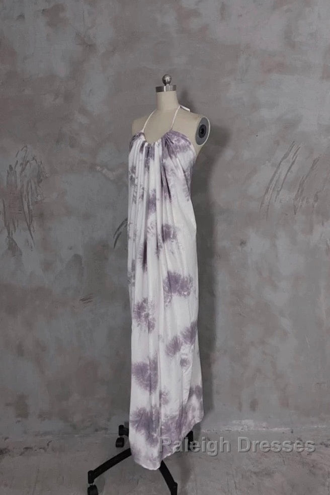 Pretty A Line Halter Floral Chiffon Long Prom Dresses Birthday Dress For Women