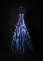 Pretty A-Line Sleeveless Navy Blue Prom Dresses Long Prom Dresses