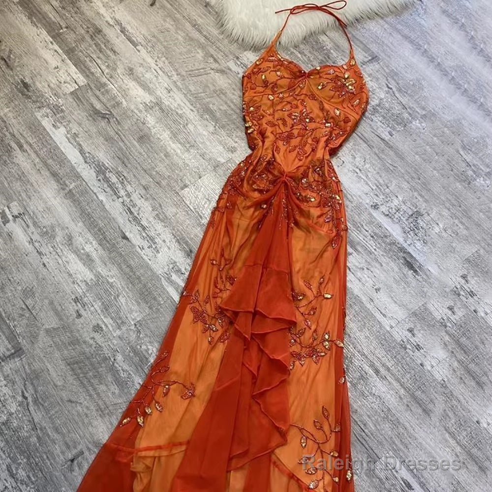 Pretty A Line Halter Tulle Long Prom Dresses Formal Evening Dresses Secondary image