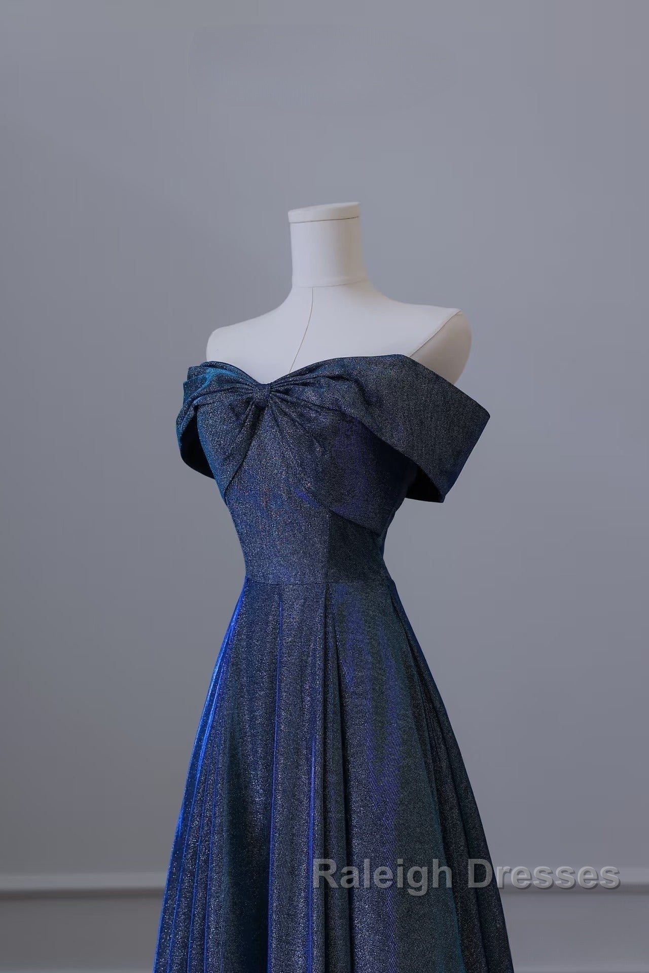 Pretty A Line Off The Shoulder Blue Sequin Long Prom Dresses Evening Gowns