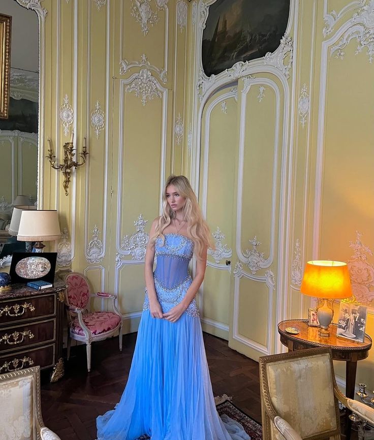 Pretty A-Line Off The Shoulder Maxi Long Prom Light Blue Chiffon Prom Dress Prom Dresses