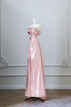 Pretty A Line Off The Shoulder Sequin Pink Long Prom Dresses Evening Gowns