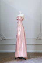 Pretty A Line Off The Shoulder Sequin Pink Long Prom Dresses Evening Gowns