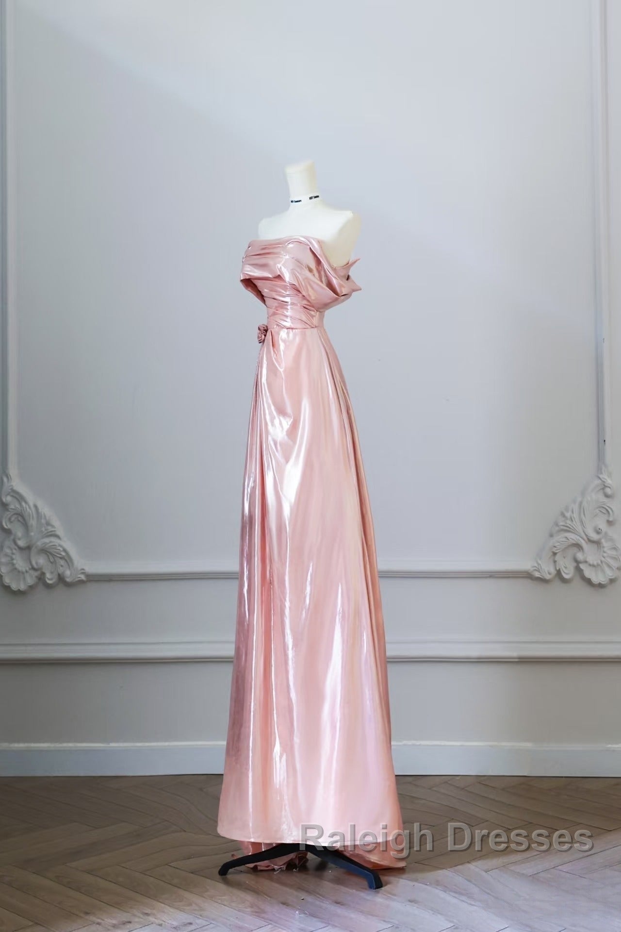 Pretty A Line Off The Shoulder Sequin Pink Long Prom Dresses Evening Gowns