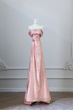 Pretty A Line Off The Shoulder Sequin Pink Long Prom Dresses Evening Gowns