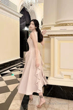 Pretty A Line Ruffles Ankle Length Pink Evening Dress Prom Dresses