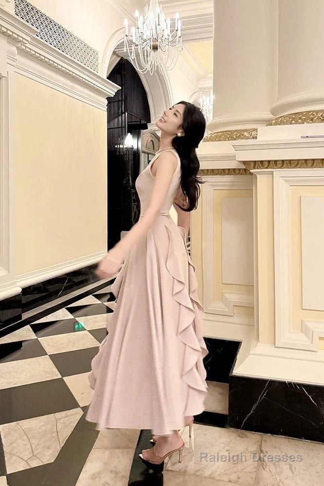 Pretty A Line Ruffles Ankle Length Pink Evening Dress Prom Dresses Main image
