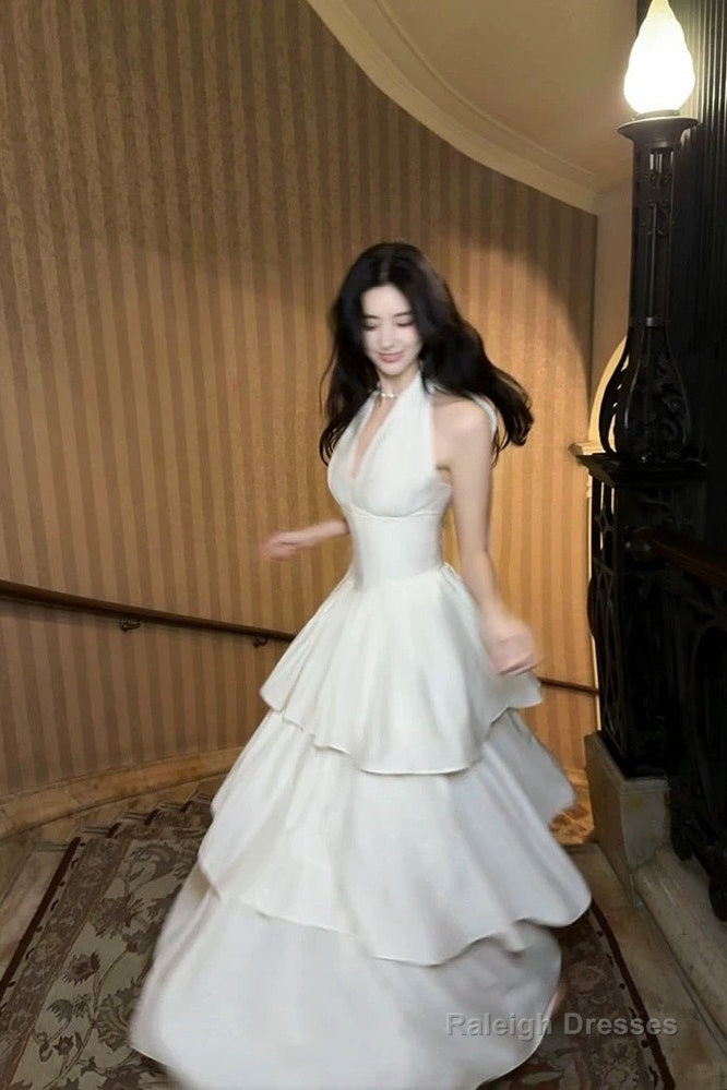 Pretty A Line Ruffles Ankle Length White Evening Dress Prom Dresses Main image