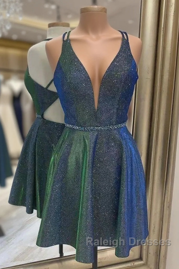 Pretty A-Line Sequins Shiny Short Cute Homecoming Dresses Prom Dress Main image