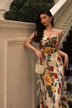 Pretty A Line Spaghetti Straps Floral Date Night Dress Prom Dresses Birthday Party Outfit