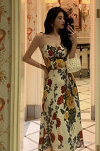 Pretty A Line Spaghetti Straps Floral Date Night Dress Prom Dresses Birthday Party Outfit