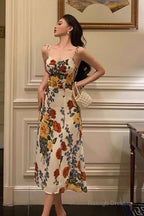 Pretty A Line Spaghetti Straps Floral Date Night Dress Prom Dresses Birthday Party Outfit