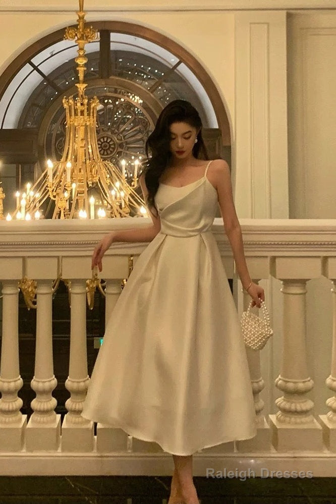 Pretty A Line Spaghetti Straps Ivory Date Night Dress Prom Dresses Birthday Party Outfit