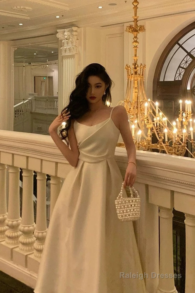 Pretty A Line Spaghetti Straps Ivory Date Night Dress Prom Dresses Birthday Party Outfit