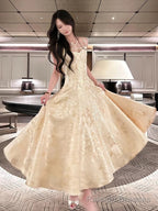 Pretty A Line Spaghetti Straps Lace Satin Prom Dresses Prom Gown