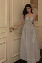 Pretty A Line Spaghetti Straps Pleated Silver Gray Sequin Prom Dresses Birthday Outfits Evening Gown