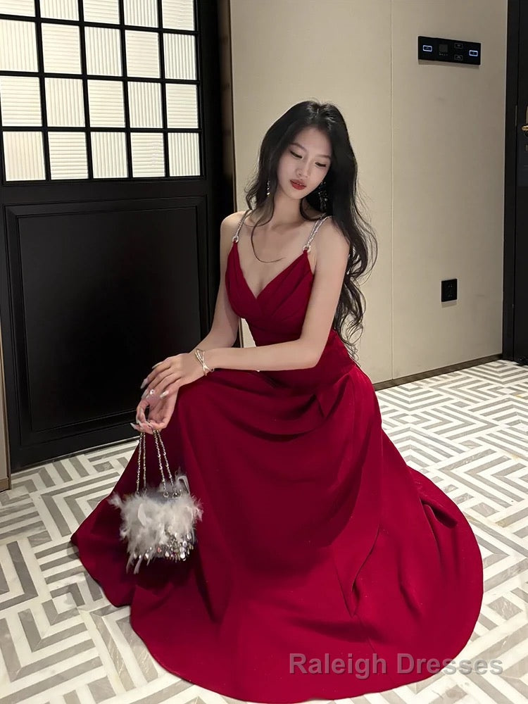 Pretty A Line Spaghetti Straps Red Knee Length Prom Dresses Evening Gowns Birthday Dress Main image