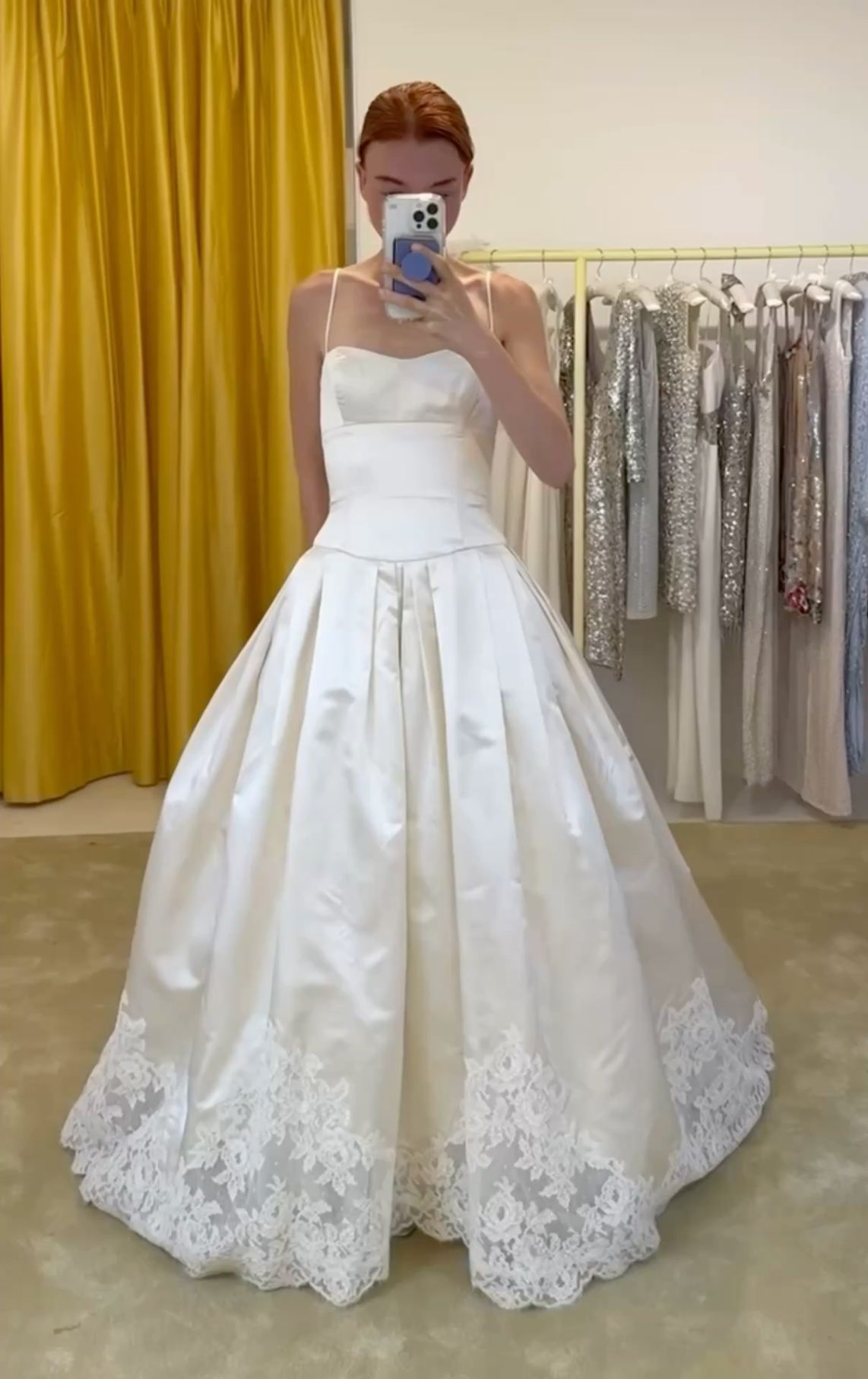 Pretty A-Line Spaghetti Straps Stain Lace Prom Dress Long Prom Dresses