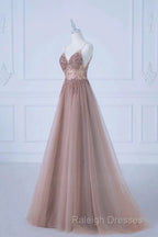 Pretty A Line Spaghetti Straps Tulle Long Length Evening Dress Prom Dresses