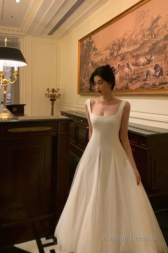 Pretty A Line Straps Sleeveless White Tulle Date Night Dress Prom Dresses Birthday Outfits