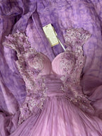 Pretty A-Line Sweetheart Neckline Long Tulle Lilac Prom Dress Prom Dresses