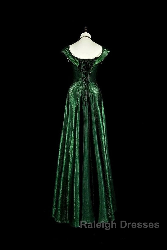 Pretty A Line Sweetheart Ruffles Long Evening Dress Green Velvet Prom Dresses Secondary image