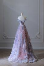 Pretty A-Line Sweetheart Tulle Prom Dress Long Prom Gowns