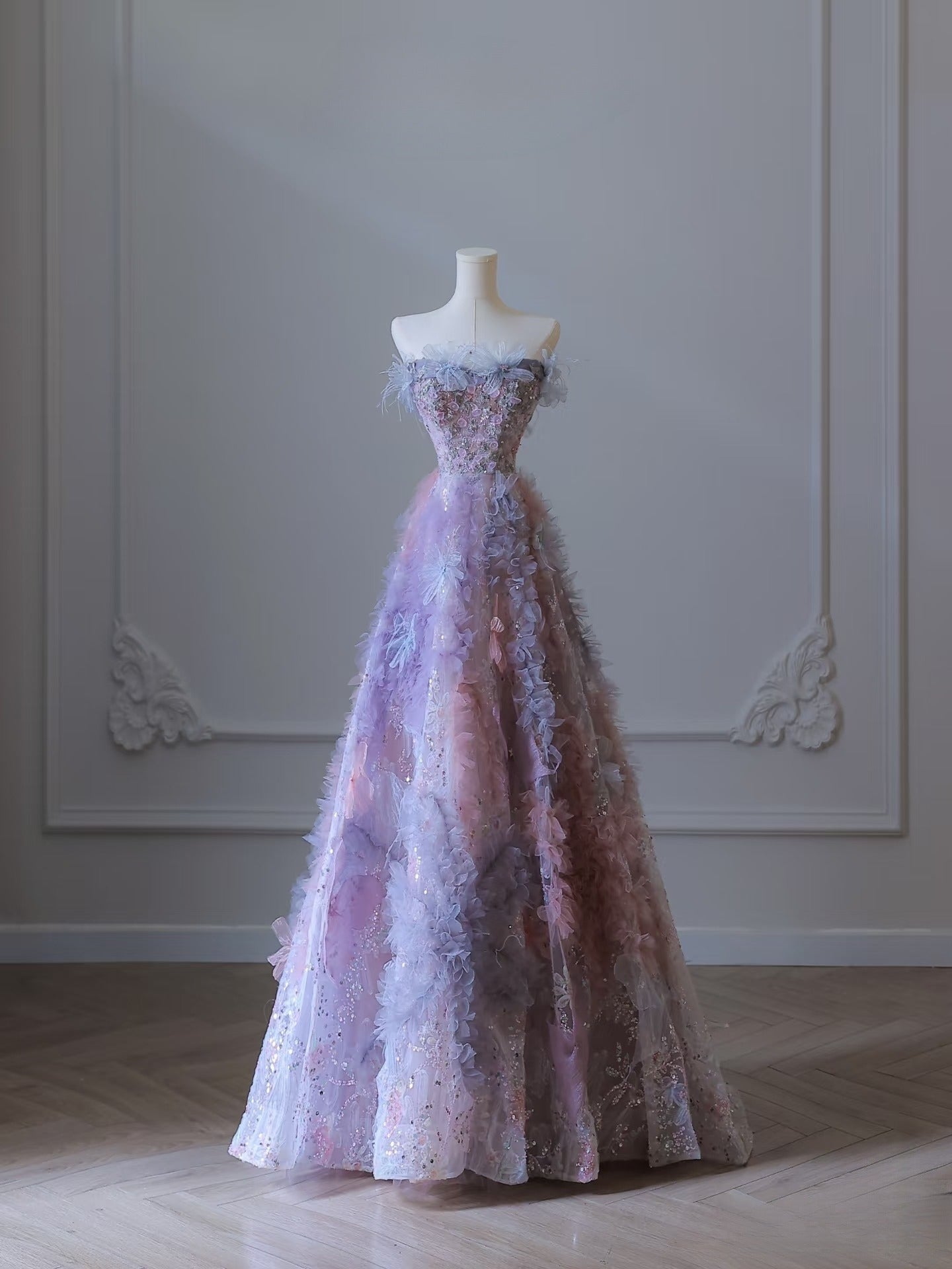 Pretty A Line Sweetheart Tulle Long Prom Dresses Evening Gowns Main image