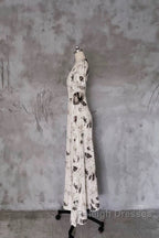 Pretty A Line V Neckline Floral Long Prom Dresses Birthday Dress For Women