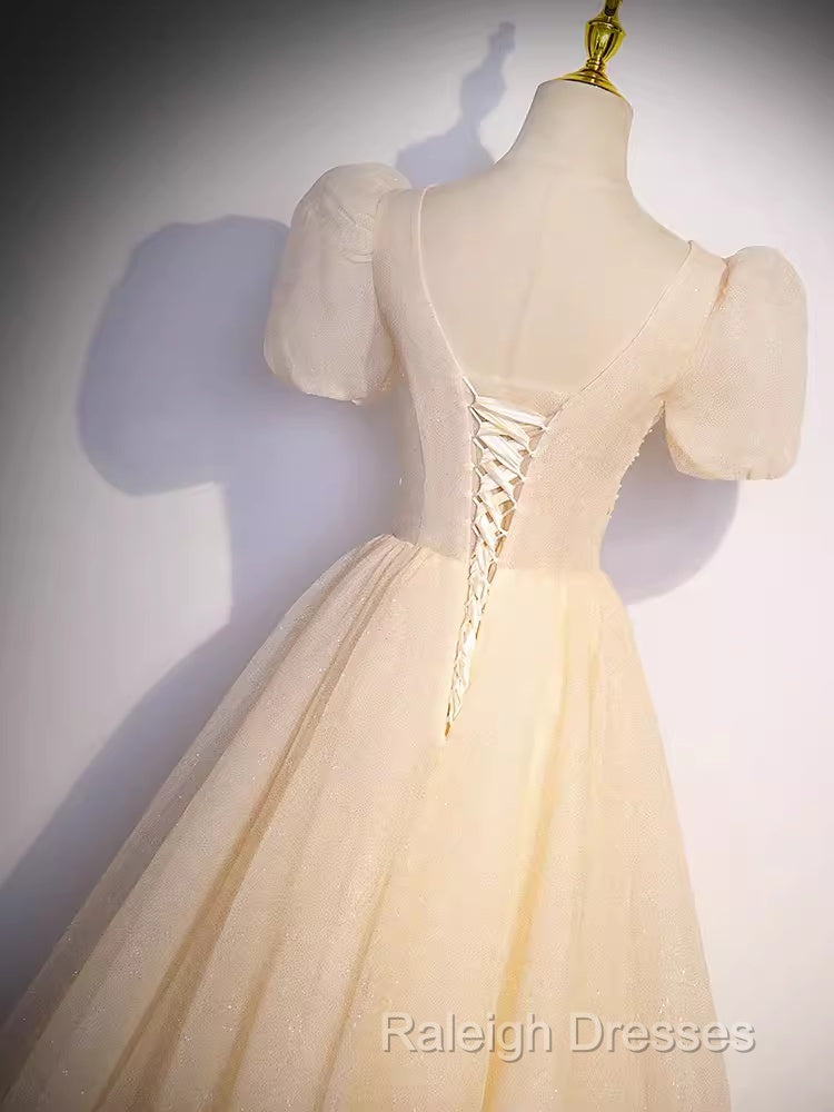 Pretty A Line V Neckline Short Sleeves Long Evening Party Dress Prom Dresses Secondary image