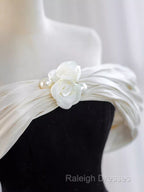 Pretty Ball Gown Off The Shoulder Black Velvet Evening Party Dress Prom Dresses With Flower