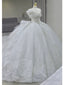 Pretty Ball Gown Off The Shoulder Short Sleeves Sequin White Wedding Dresses Brides Dress