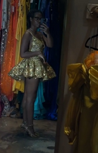 Pretty Ball Gowns Spaghetti Straps Gold Lace Prom 8Th Grade Homecoming Dress Summer Middle School Hoco Dresses Homecoming Outfits