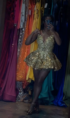 Pretty Ball Gowns Spaghetti Straps Gold Lace Prom 8Th Grade Homecoming Dress Summer Middle School Hoco Dresses Homecoming Outfits