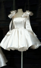 Pretty Ball Gowns Spaghetti Straps Pink Satin Short Mini Prom 8Th Grade Homecoming Dresses Summer Middle School Hoco Dress Birthday Outfits