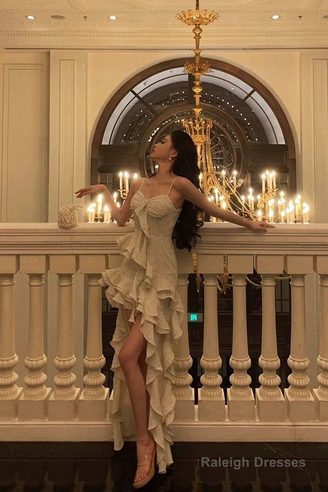 Pretty High Low Spaghetti Straps Ruffles Prom Dresses Birthday Outfits Secondary image