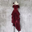 Pretty Irregular Ruffled Spaghetti Straps Burgundy Prom Dress With Detachable Rose Long Birthday Dresses For Women