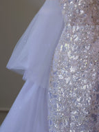 Pretty Mermaid High Neckline Sequin Beads Long Prom Dresses Formal Evening Dress