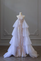 Pretty Mermaid High Neckline Sequin Beads Long Prom Dresses Formal Evening Dress