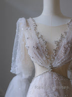 Pretty Mermaid Long Sleeves Pink Prom Dresses Evening Gowns