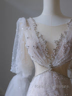 Pretty Mermaid Long Sleeves Pink Prom Dress Prom Gowns
