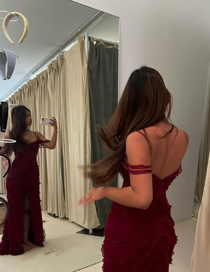 Pretty Mermaid Off The Shoulder Burgundy Slit Prom Dress Long Prom Dresses