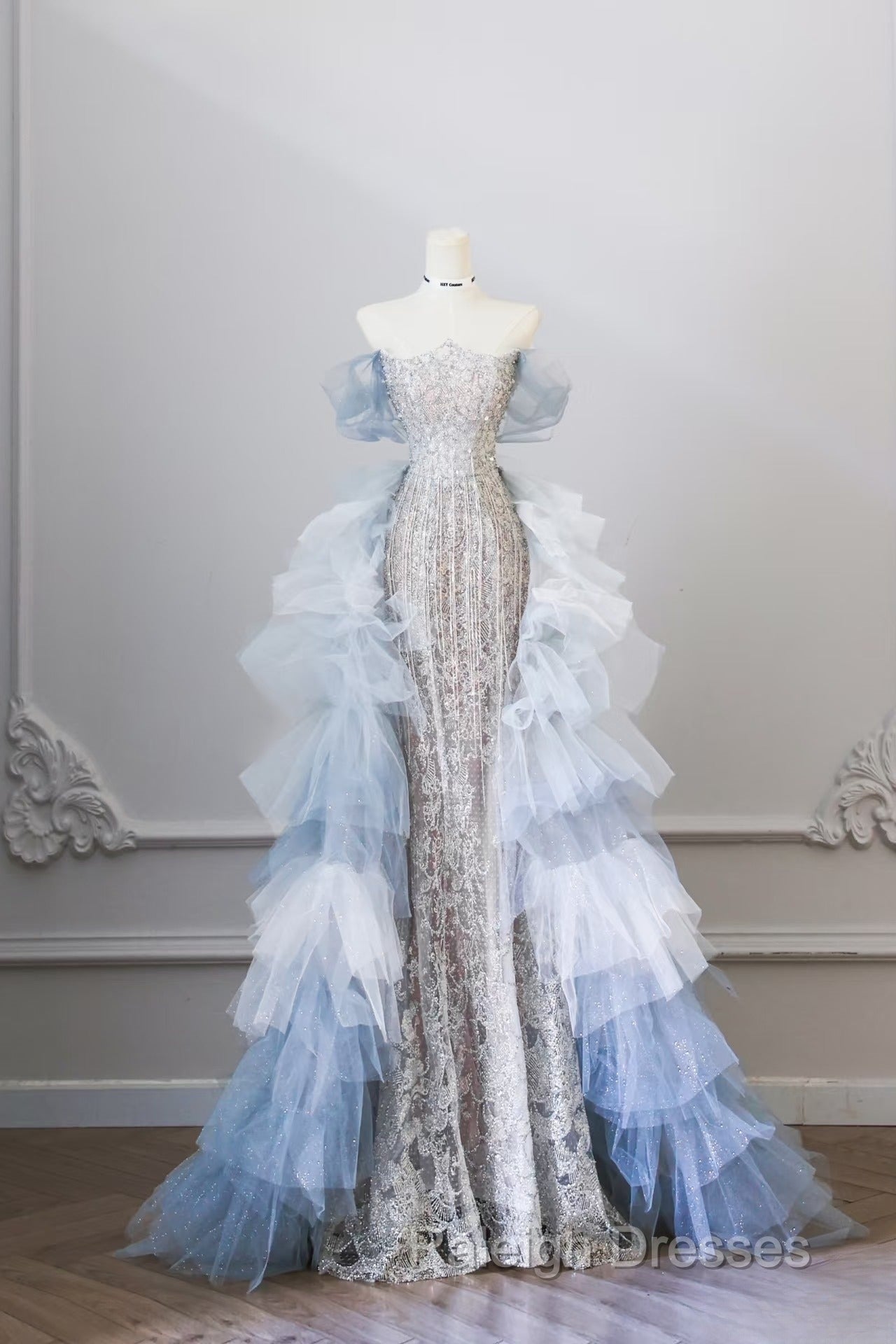 Pretty Mermaid Off The Shoulder Sequin Blue Long Prom Dresses Evening Gowns