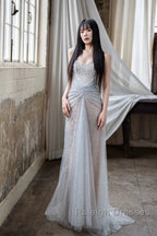 Pretty Mermaid Off The Shoulder Silver Sequin Evening Dress Prom Dresses