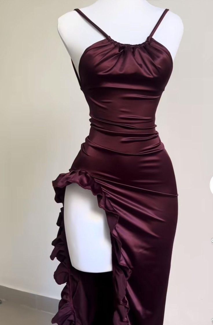 Pretty Mermaid Spaghetti Straps Burgundy Backless Prom Dress Prom Dresses